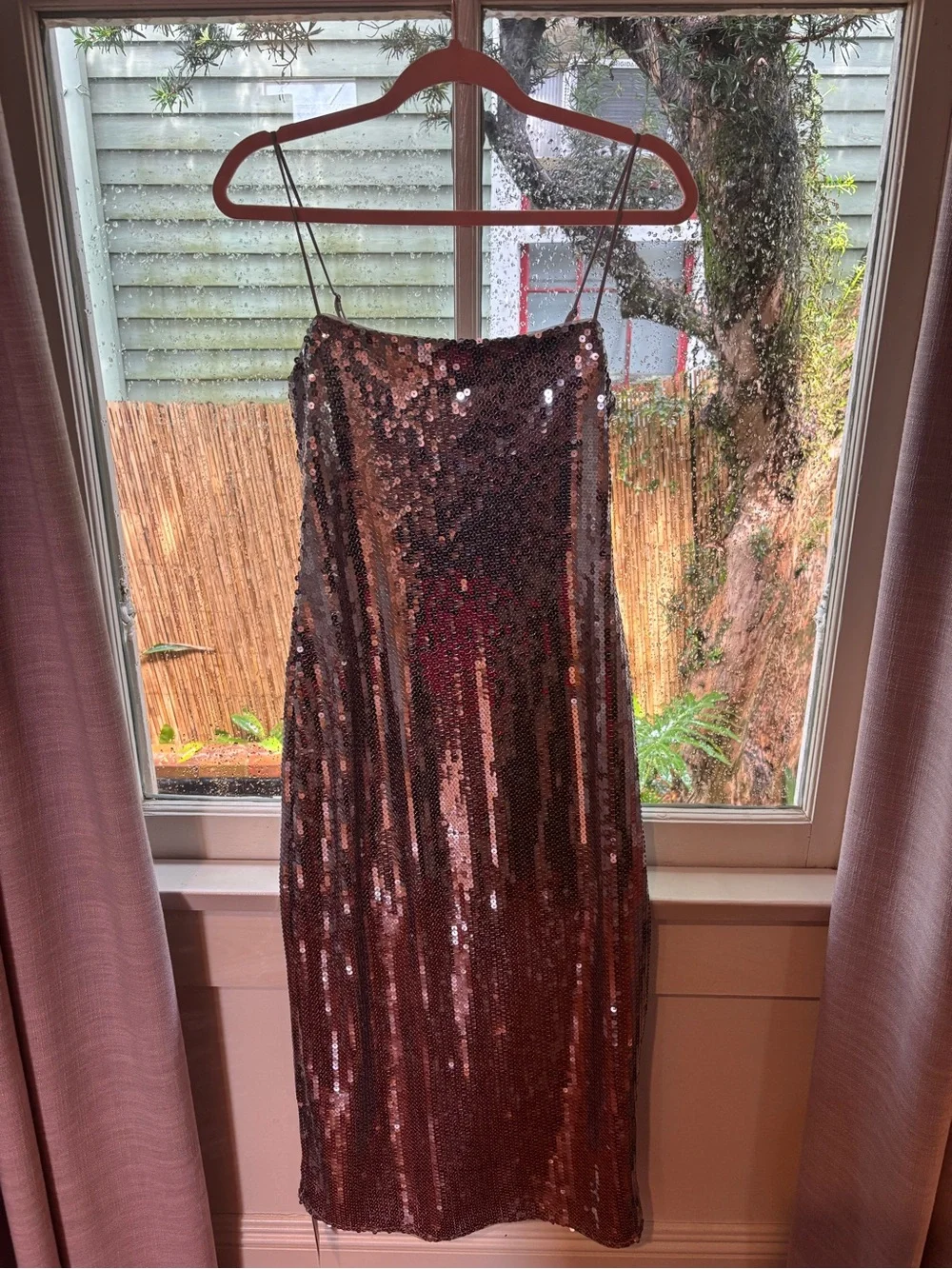 Silver Sequin Slip Dress
